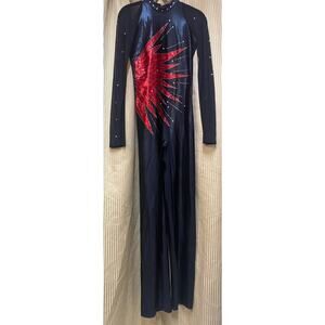 Debonair Dancewear costume black sequins full body jazz skating Petite